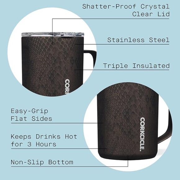 Corkcicle 16oz Rattle Exotic Coffee Mug NEW - Picture 2 of 5